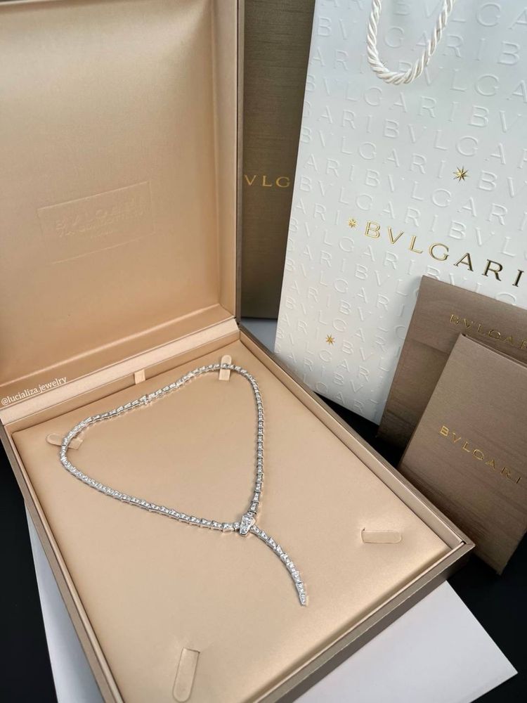 Колье в стиле BVLGARI Serpenti Белое золото