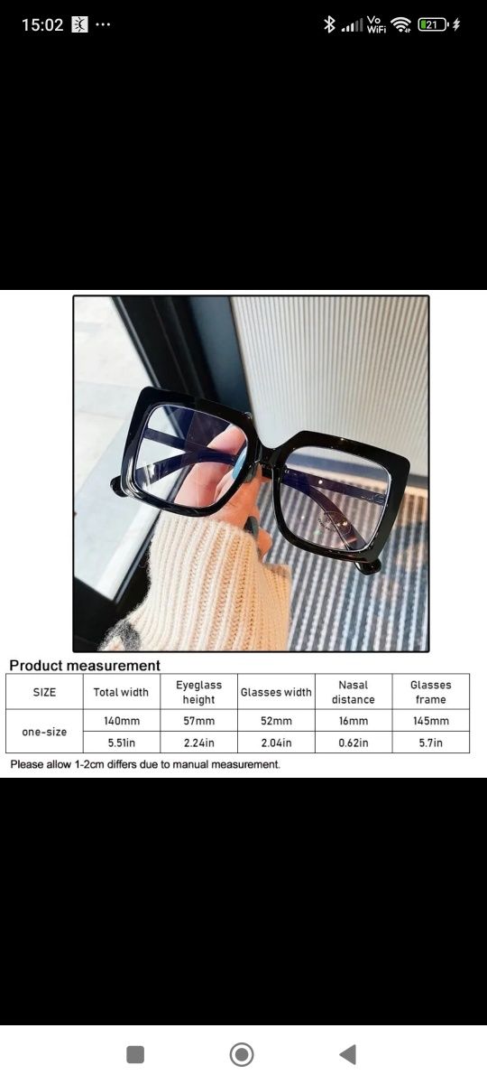 Okulary oversize zerówki ramki korekcyjne UV czarne