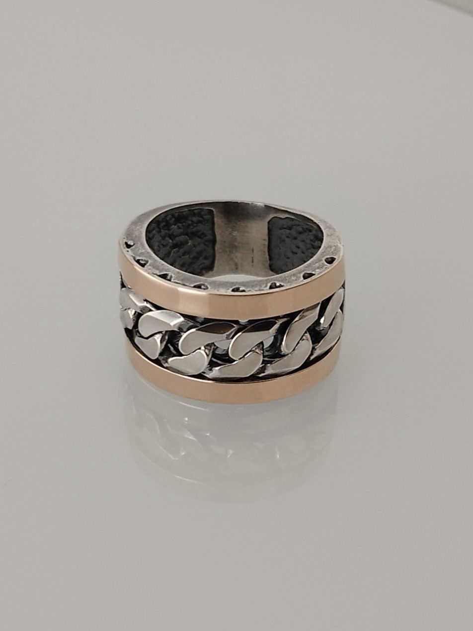 Anel prata 925 e ouro 9kt