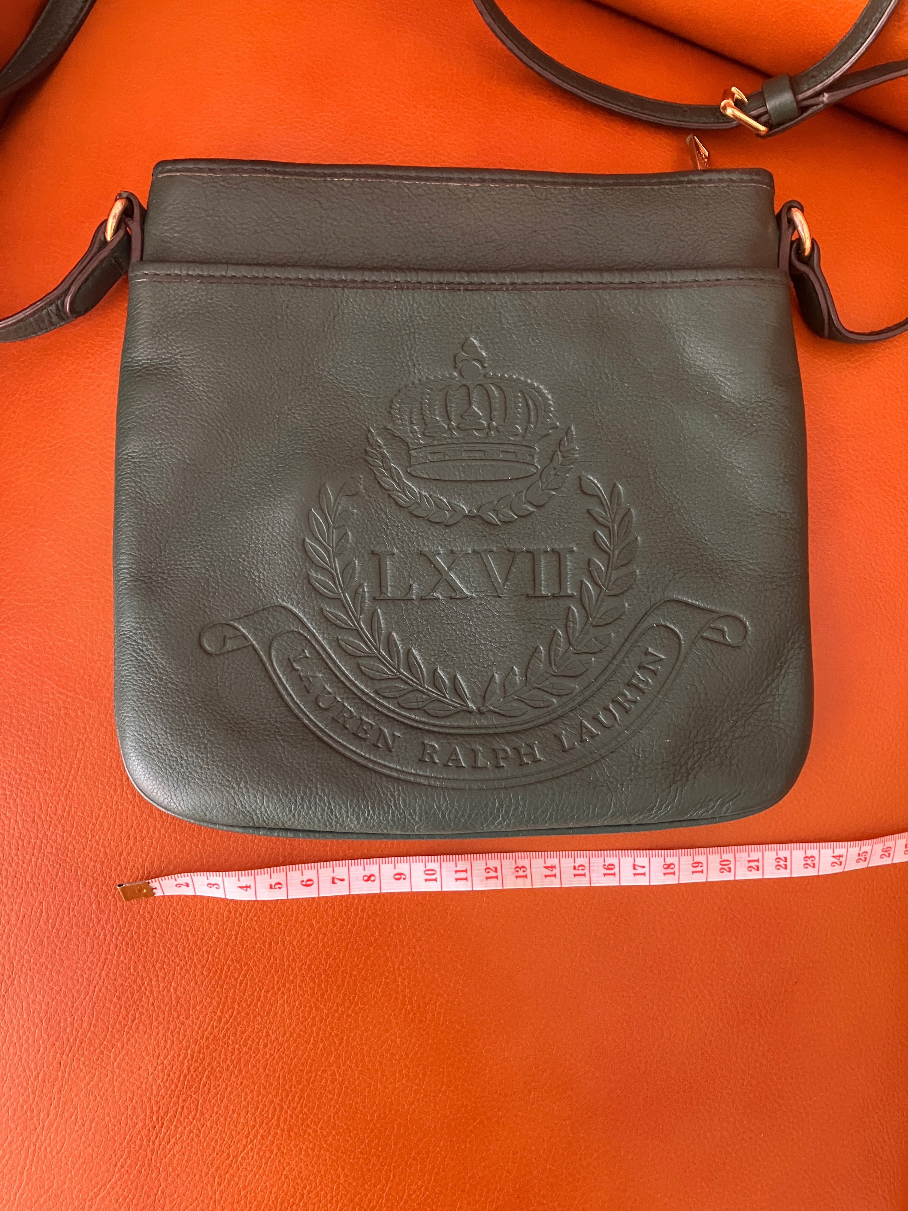 RALPH Lauren listonoszka skóra naturalna ciemna ziele