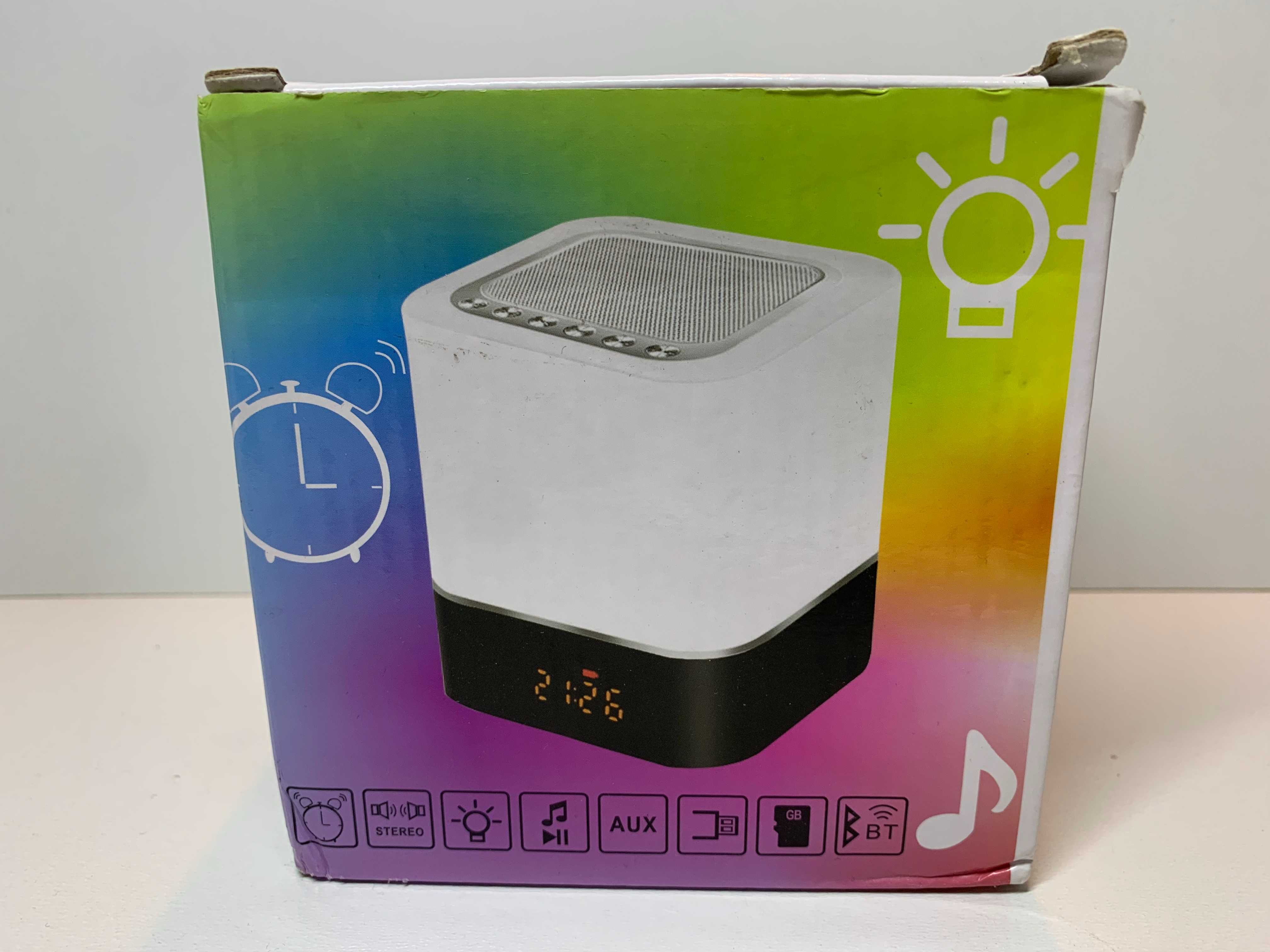 AWQM Lampka nocna 5w1 głośnik Bluetooth Budzik LED