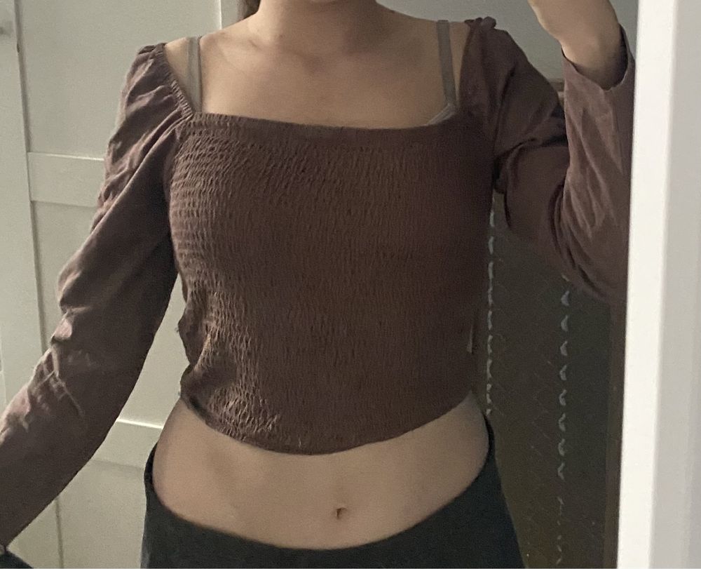 Brązowy Crop Top, na lato