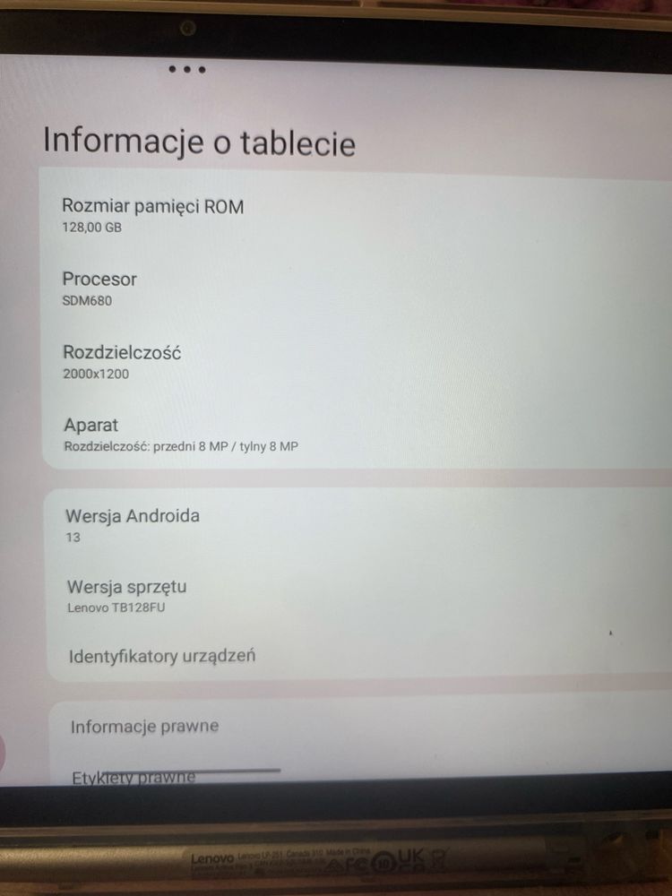 Tablet Levono TAB M 10 PLUS na gwarancji do października 2025 r