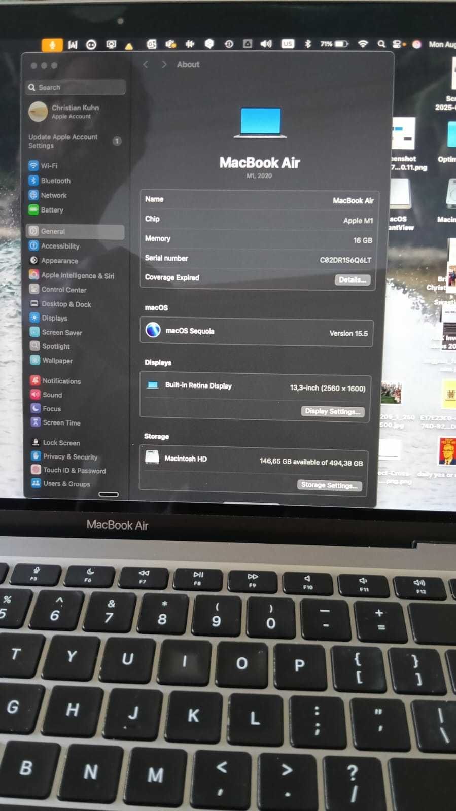 MacBook Air M1 2020, 16GB Ram, 512GB SSD