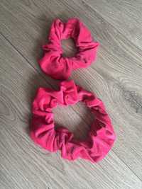 2 nowe grube gumki frotki scrunchie do włosów różowe