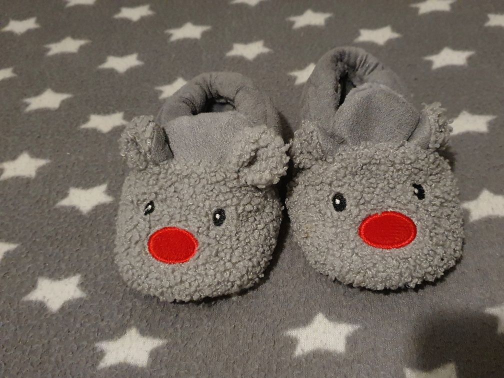 Kapcie dziecięce szare misie, rozm. 22, 13cm.