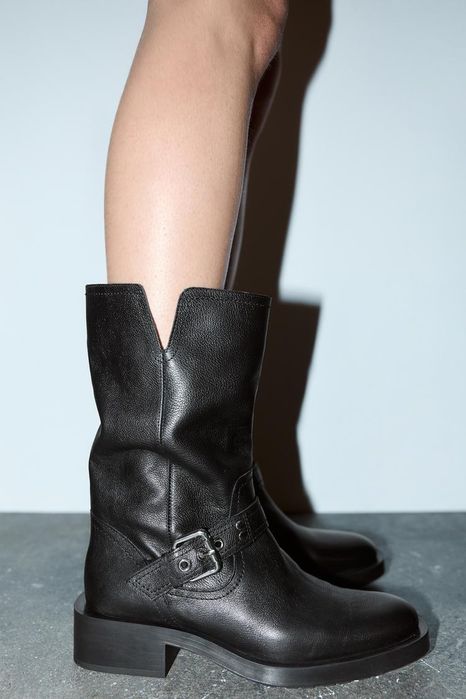 Козакі шкіряні жіночі Zara Зара 38