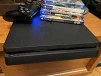Playstation 4 slim 1tb + 5 gier+ okablowanie + pad
