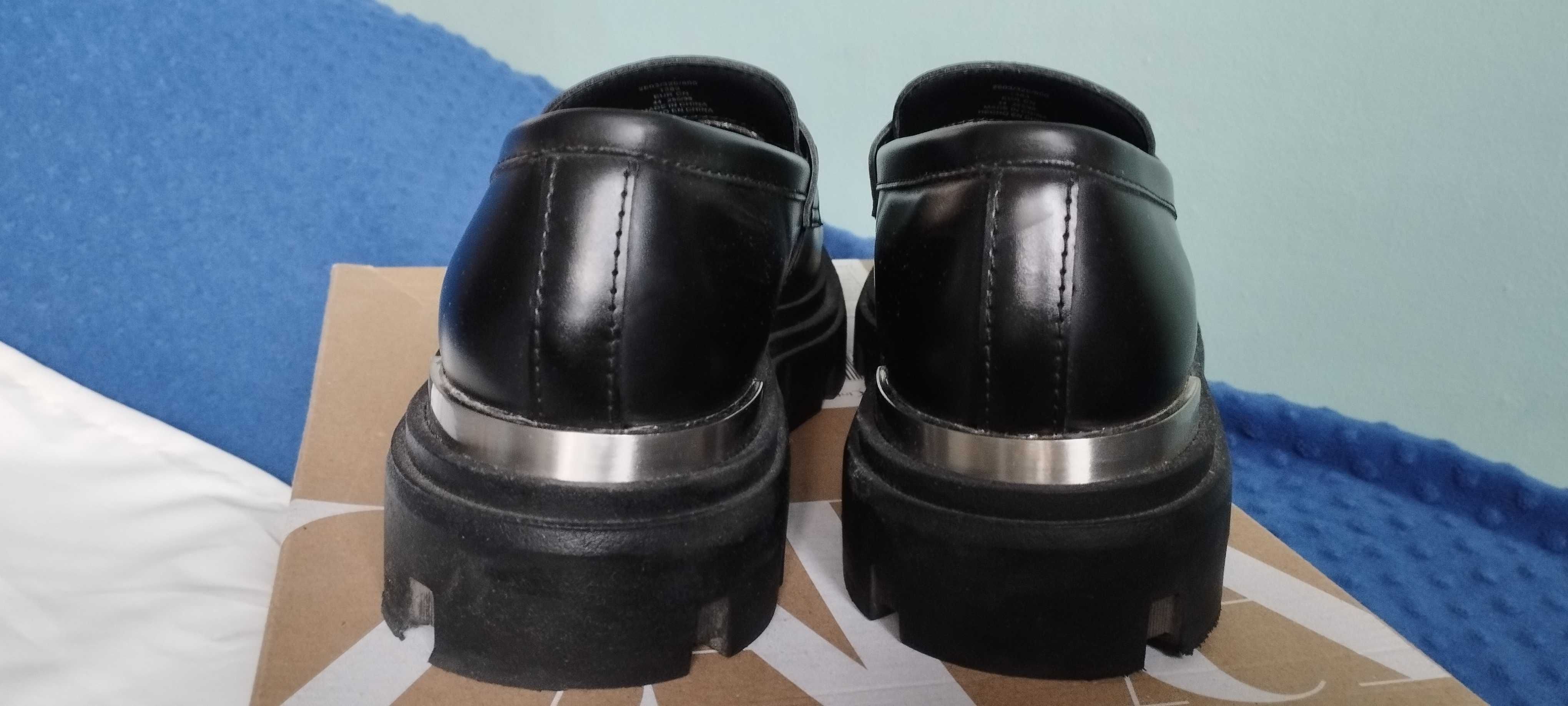Buty mokasyny męskie na grubej podeszwie