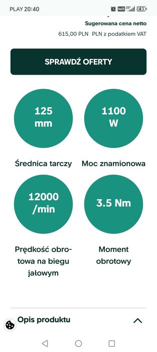 Metabo szlifierka kątowa WQ1100 - 125s nowa