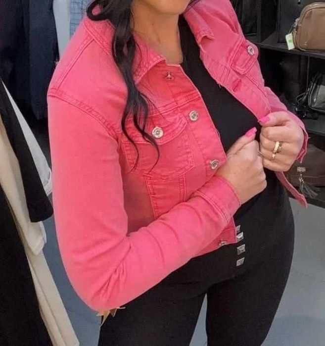 Kurtka jeansowa różowa