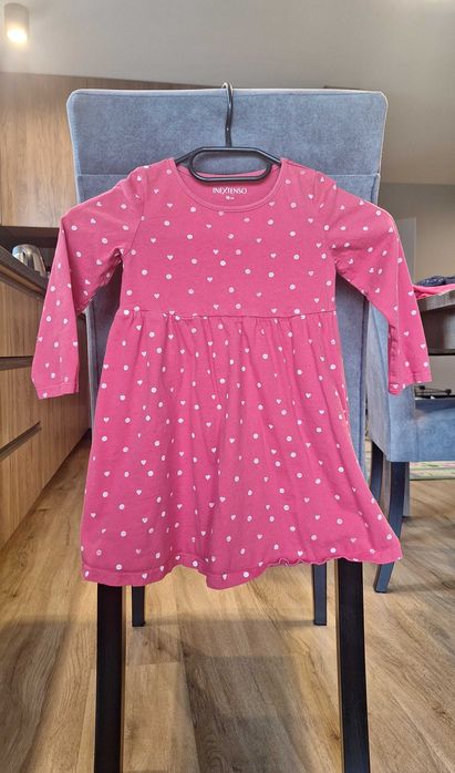 Sukienka z długim rękawem różowa malinowa w seduszka walentynki