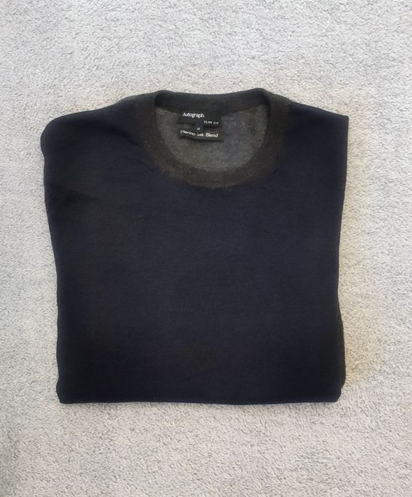 Męski wełniany jedwabny sweter męski Autograph rozm M slim fit wełna