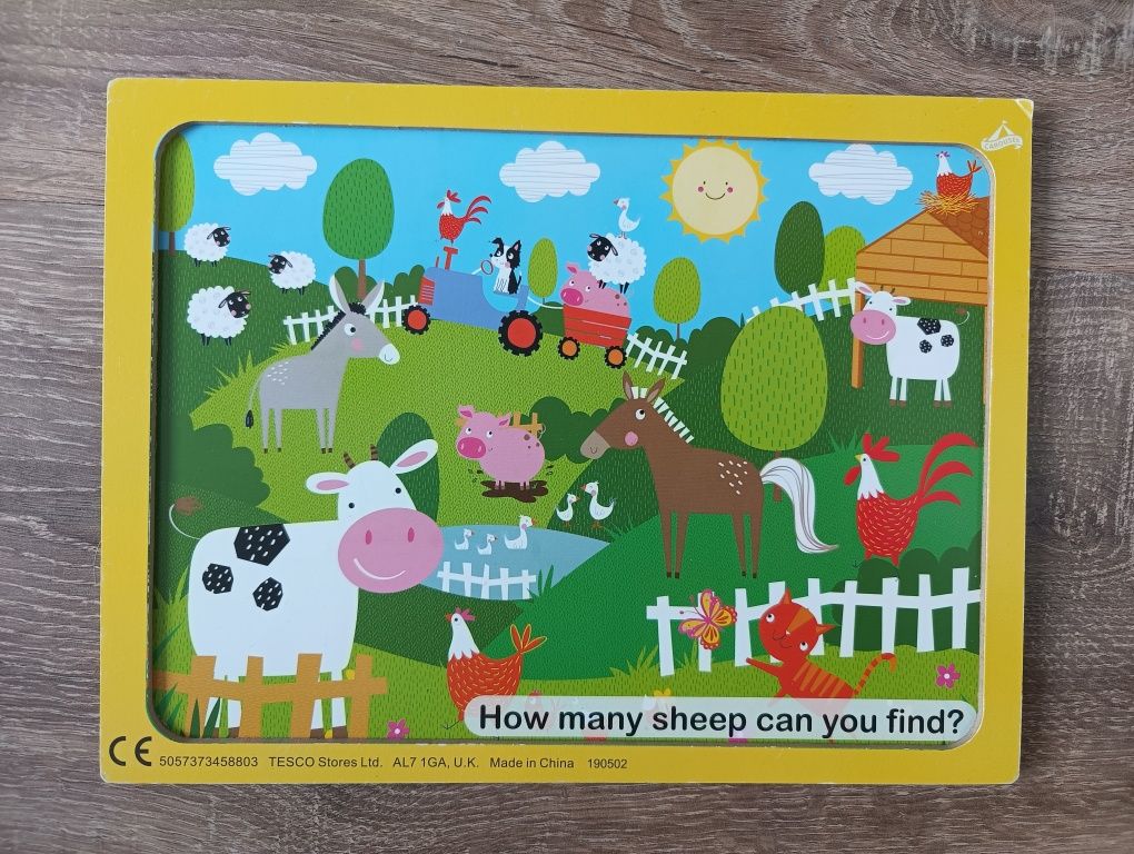 Puzzle dla najmłodszych zwierzęta farma wieś 9 elementów