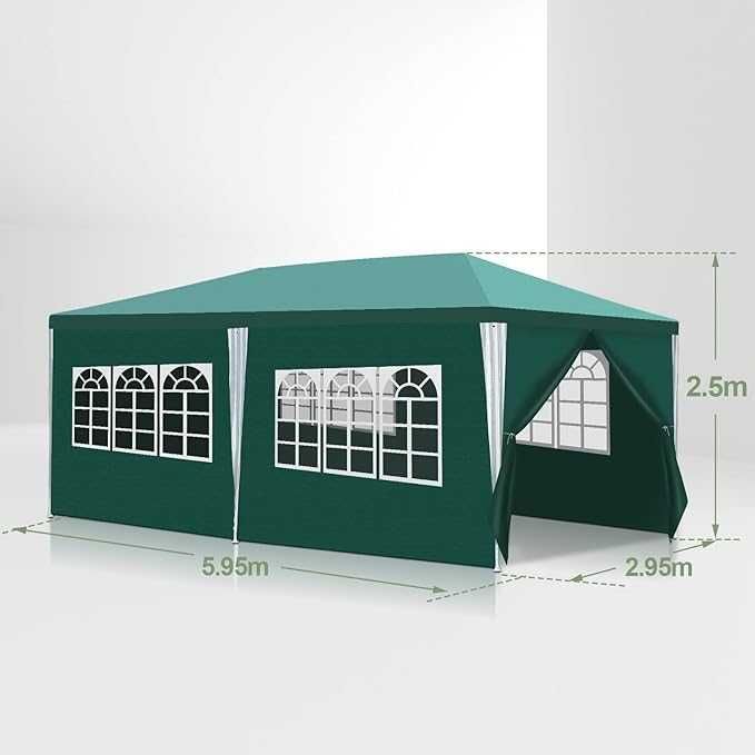 Wodoszczelny pawilon ogrodowy 3 x 6 m – namiot imprezowy, zielony