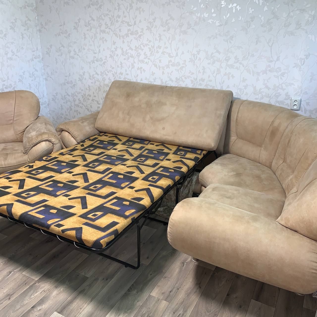 Диван угловой с креслом и пуфиком, кутовий діван с кріслом