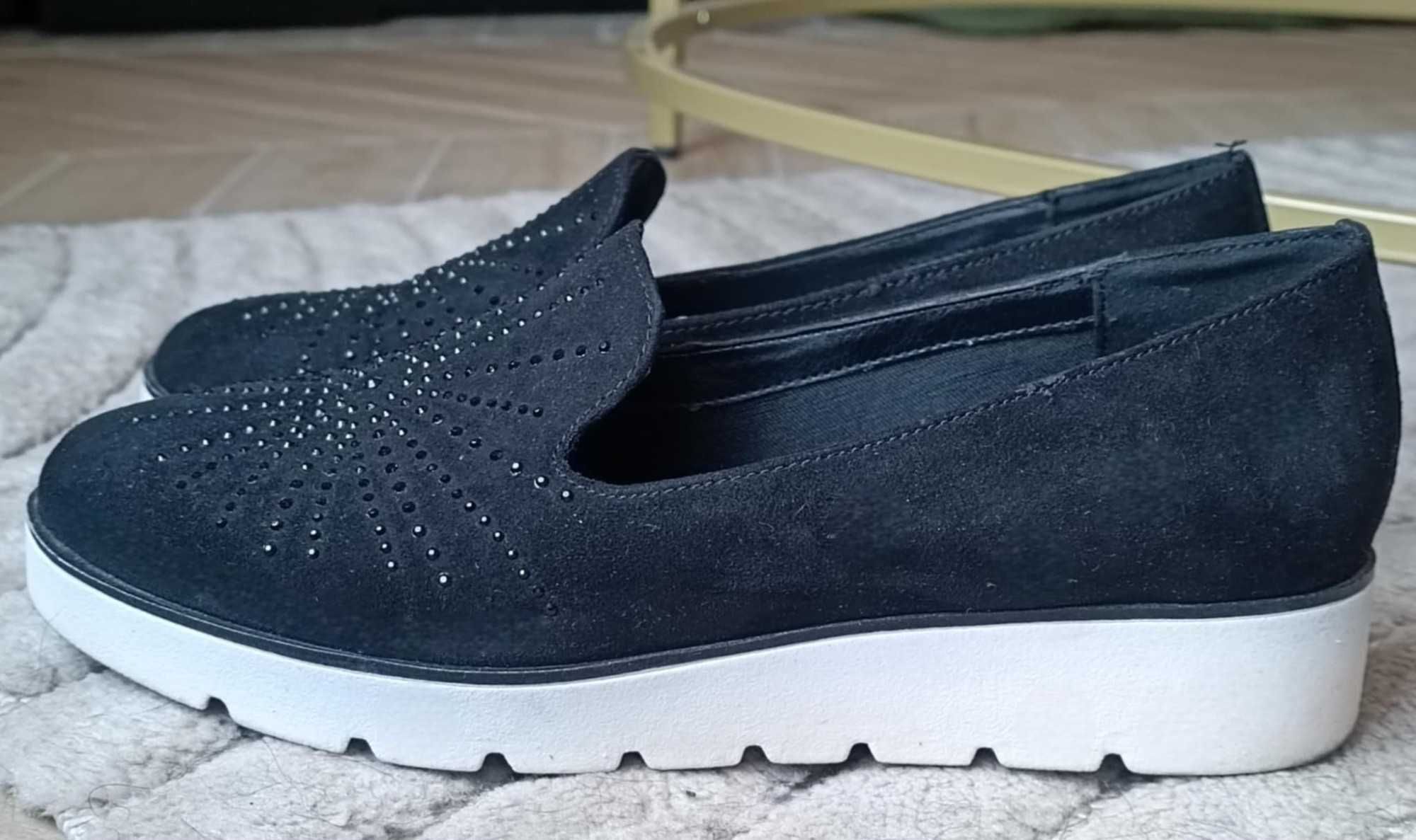 Mokasyny półbuty czarne Deichmann rozmiar 38