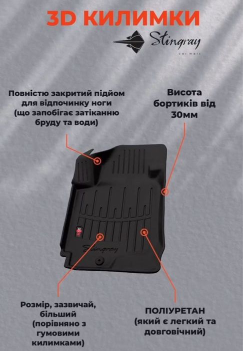 КИЛИМКИ З ВИСОКИМИ БОРТИКАМИ! У салон та багажник, На всі марки авто!