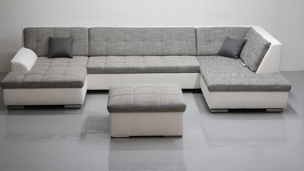 TND nowy narożnik U z funkcja spania rogówka szara tkanina sofa salon