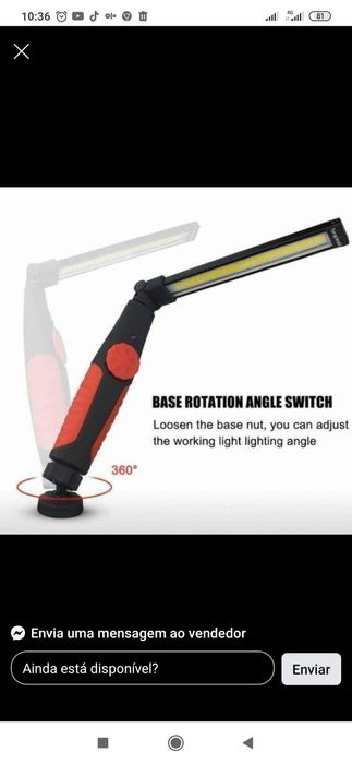 Lanternas led a bateria articulada 360° e magnético