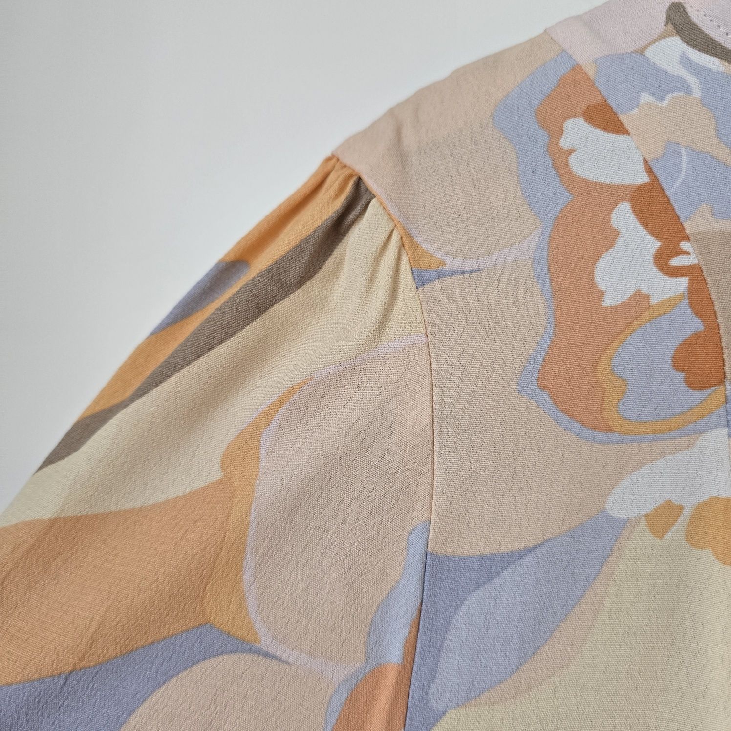 Sukienka Zara mini l 40 krótki rękaw viscose vintage retro pastelowa