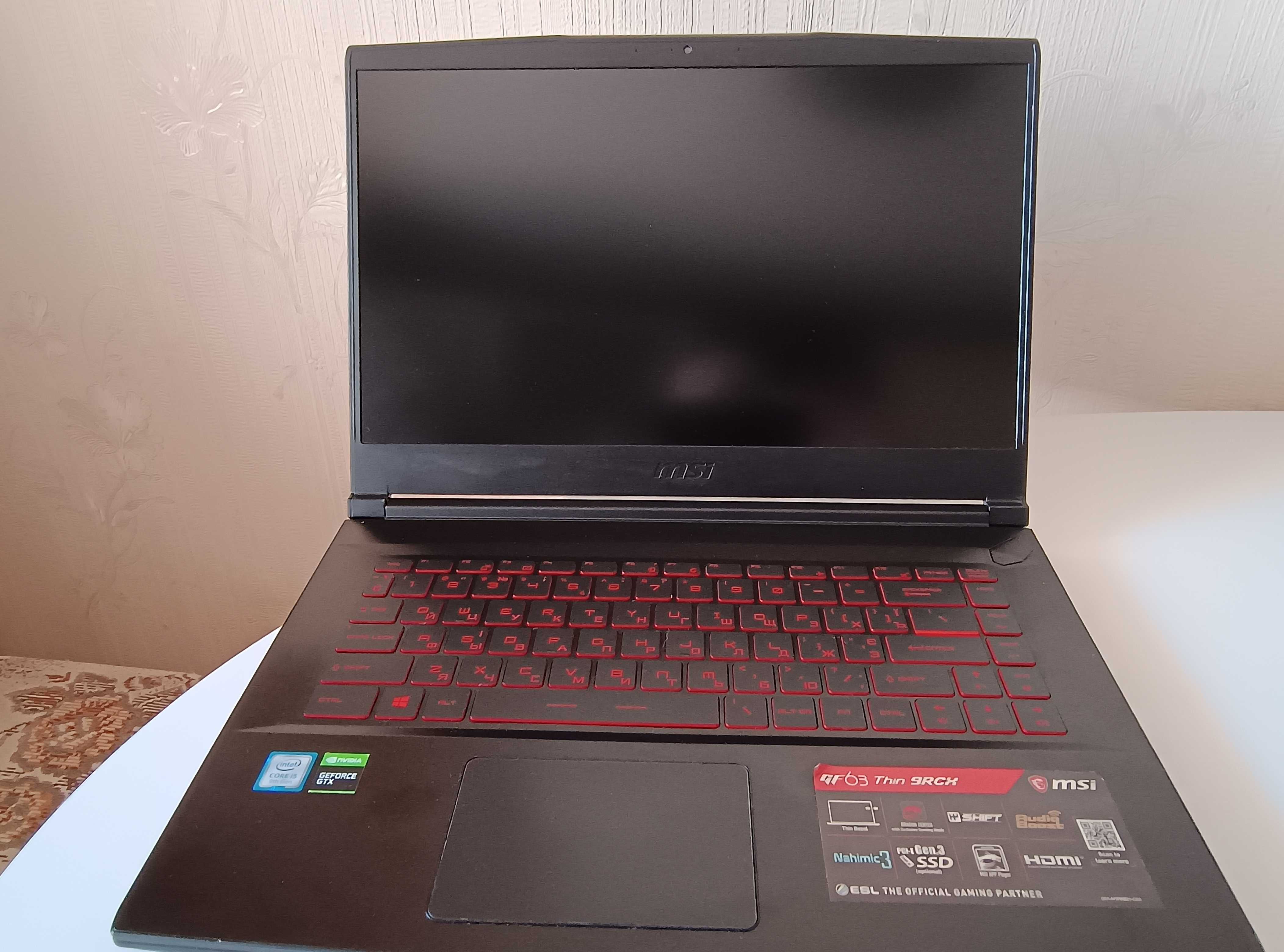 MSI GF63 Thin 9RCX i5-9300H 16G nVIDIA GTX1050Ti 4Gb SSD512Gb 60Hz