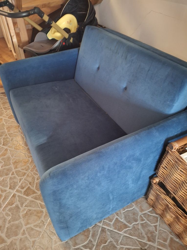 Sofa niebieska z funkcją spania