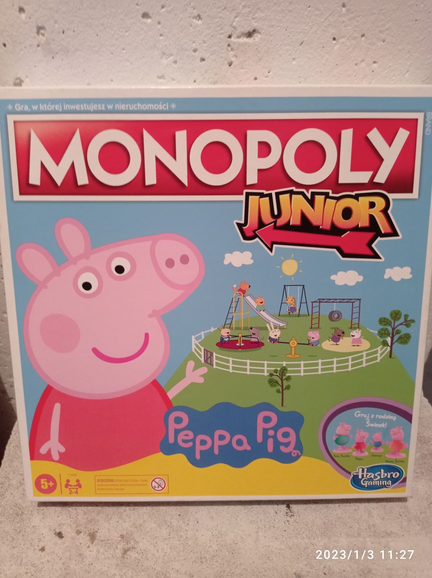 Gra Monopoly junior świnka PEPPA. Pociąg. Szkoła.Figurki.