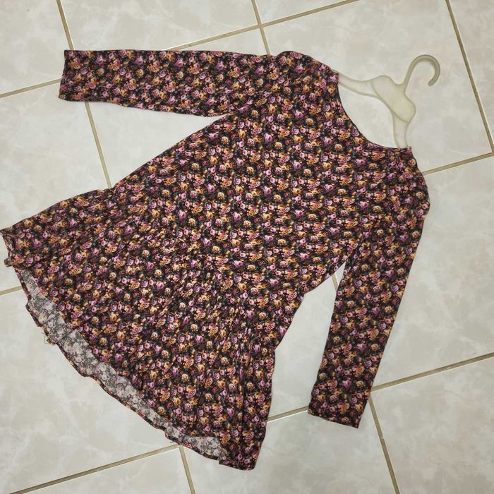 Sukienka brązowa w kwiaty Zara 134 urocza jesienna