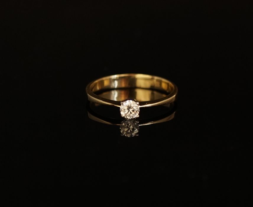 Złoto 585 - NOWY złoty pierścionek z Diamentem. CERTYFIKAT