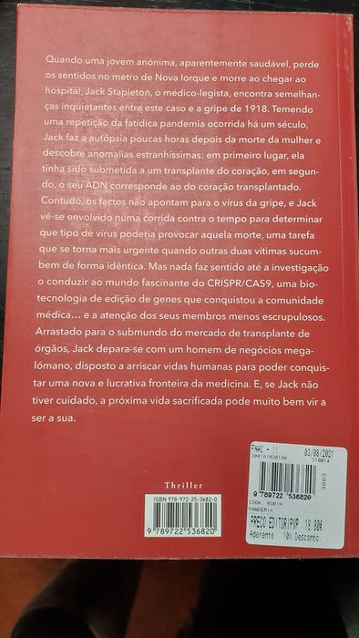 Livro "Pandemia" de Robin Cook