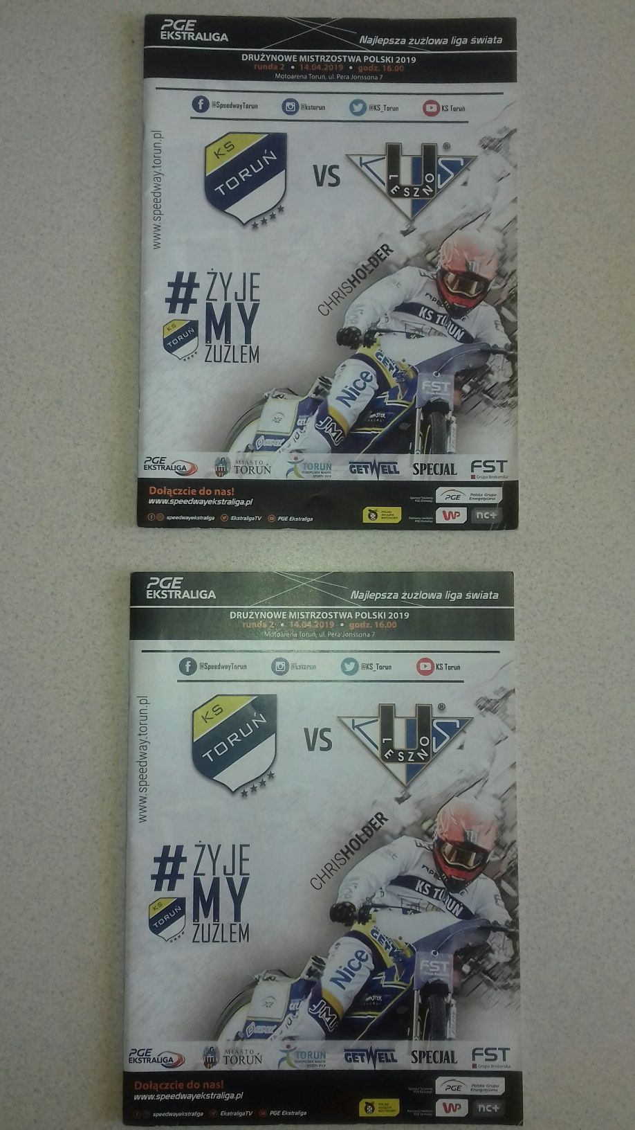 Programy żużlowe Ekstraliga 2019 r :Toruń -Leszno