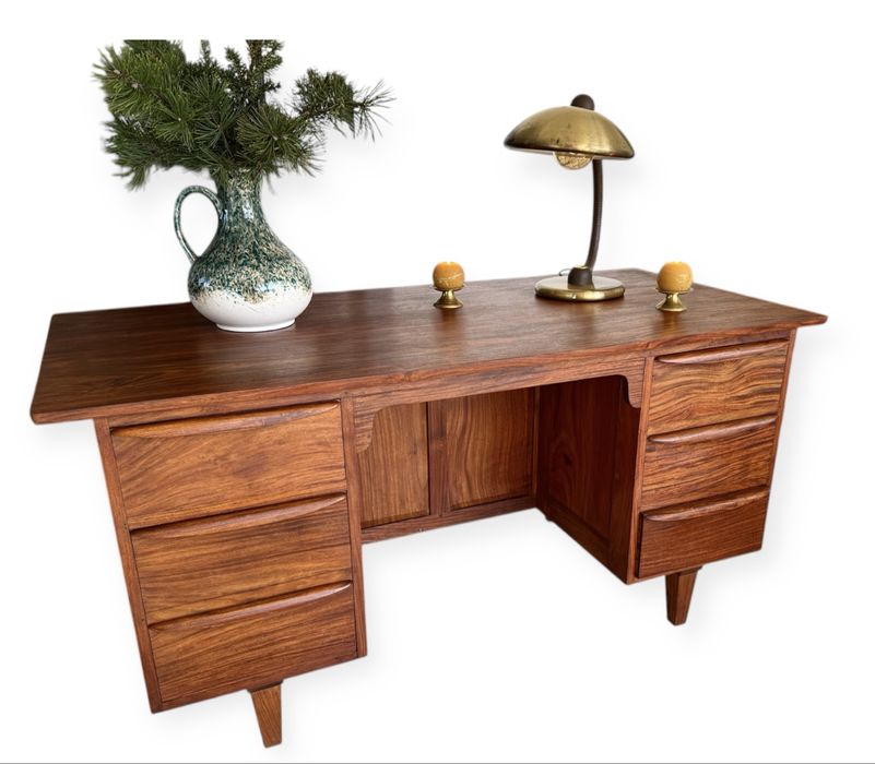 DUŻE biurko UNIKAT prl mid-century DREWNIANE VINTAGE retro duńskie