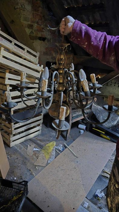 Wiszaca mosiezna lampa - lampa antyk staroć