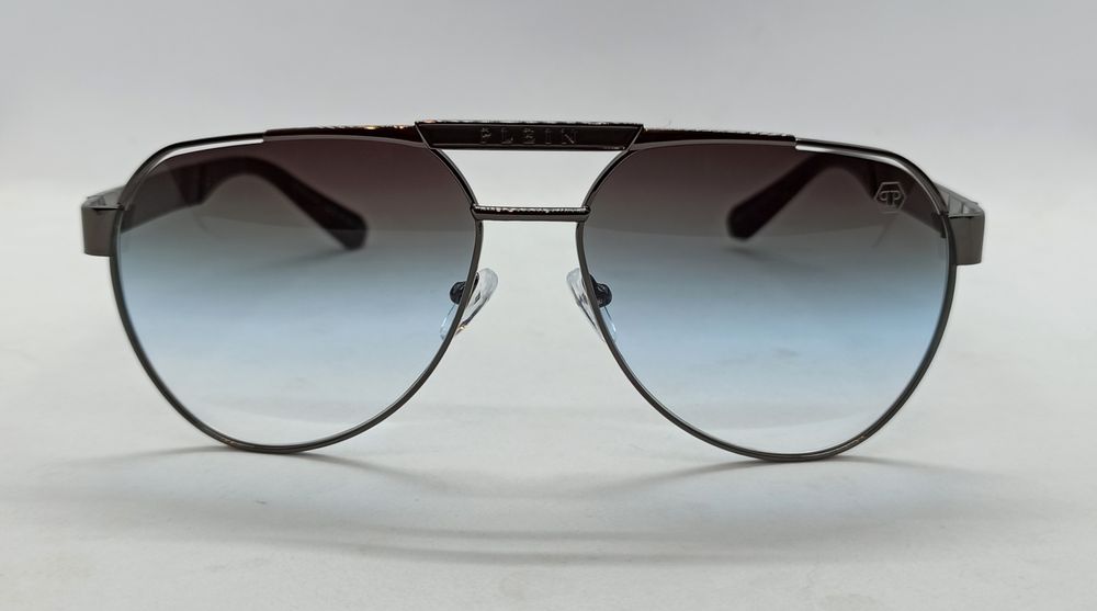 Philipp Plein очки капли мужские серо голубой градиент в сером металле