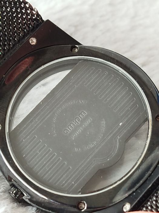 Zegarek AM:PM PD101-G003 Skeleton black unisex quartz vintage y2k wat