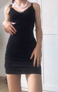 H&M sukienka mała czarna prążek XS