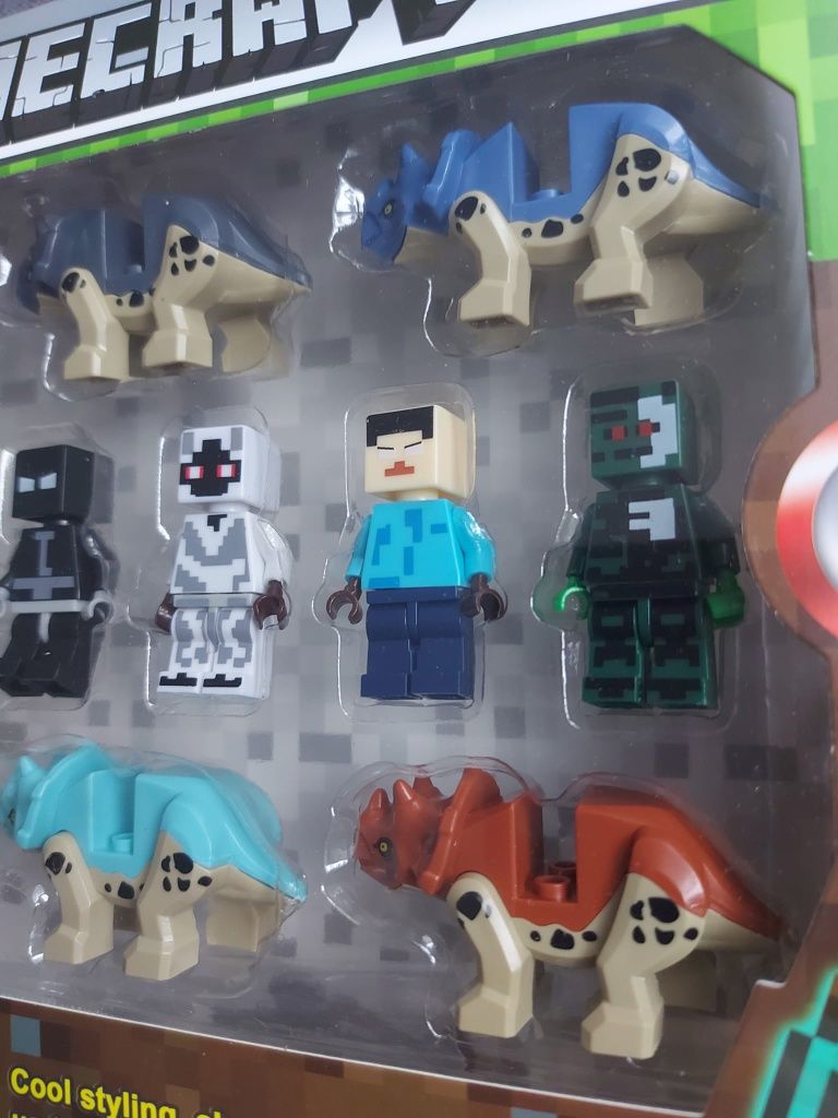 Figurki MINECRAFT LUDZIKI DINOZAURY Zestaw 12 szt Pasują do LEGO Nowe