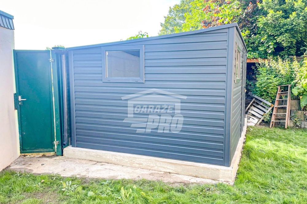 Schowek - Domek Ogrodowy 4,5x4m Brama Dwuskrzydłowa - 2x Okno GP384