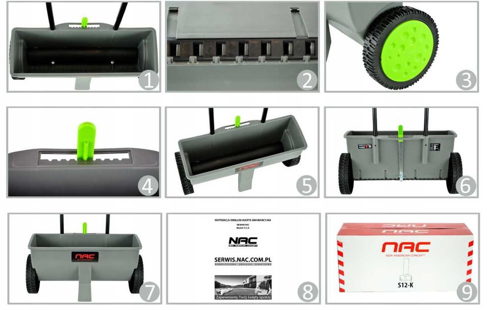 Siewnik Rozsiewacz do nawozów nasionNAC S12-K 45 cm 12 litrów