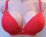 Magnolia / biustonosz koronkowy 80D z push- up  czerwony  unosi