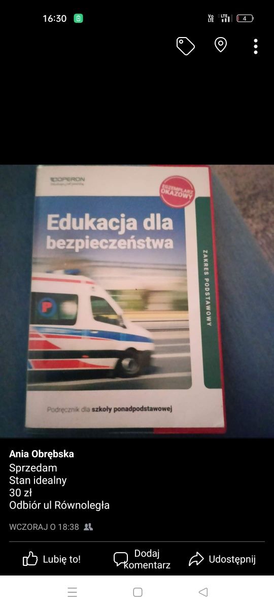 Książka podręcznik edukacja dla bezpieczeństwa 1 klasa