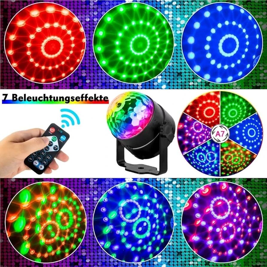 Zestaw 2 kul dyskotekowych LED 360° muzyka pilot stroboskop impreza DJ