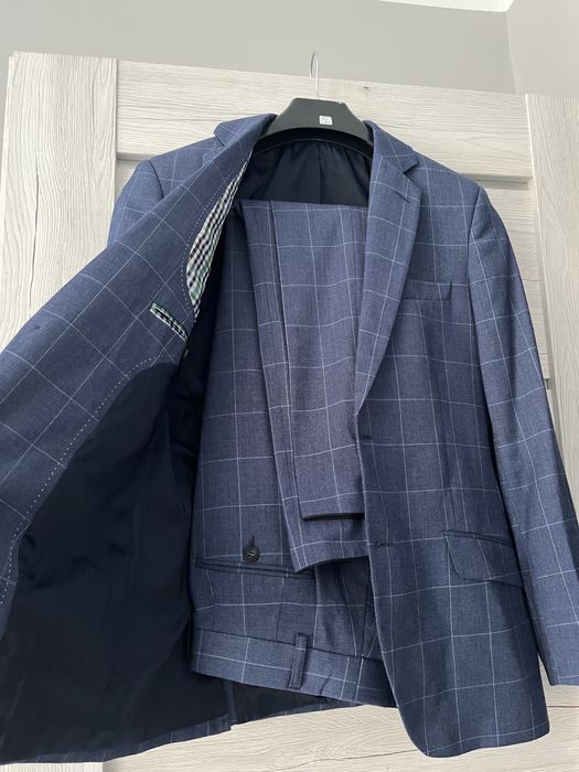 Garnitur męski slim kratka ślubny klasyka pierre cardin