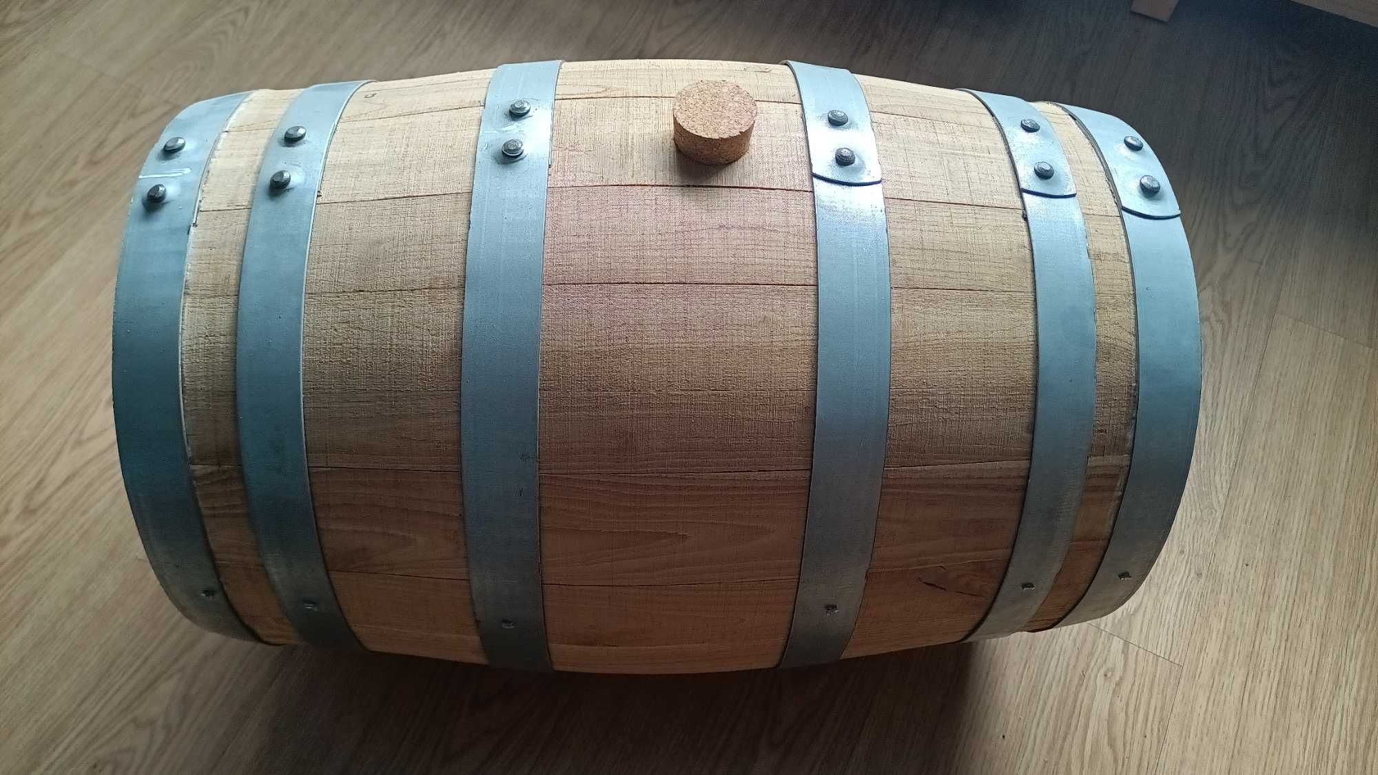 Barril de madeira de castanho, torneira de inox, rolha borracha - Novo