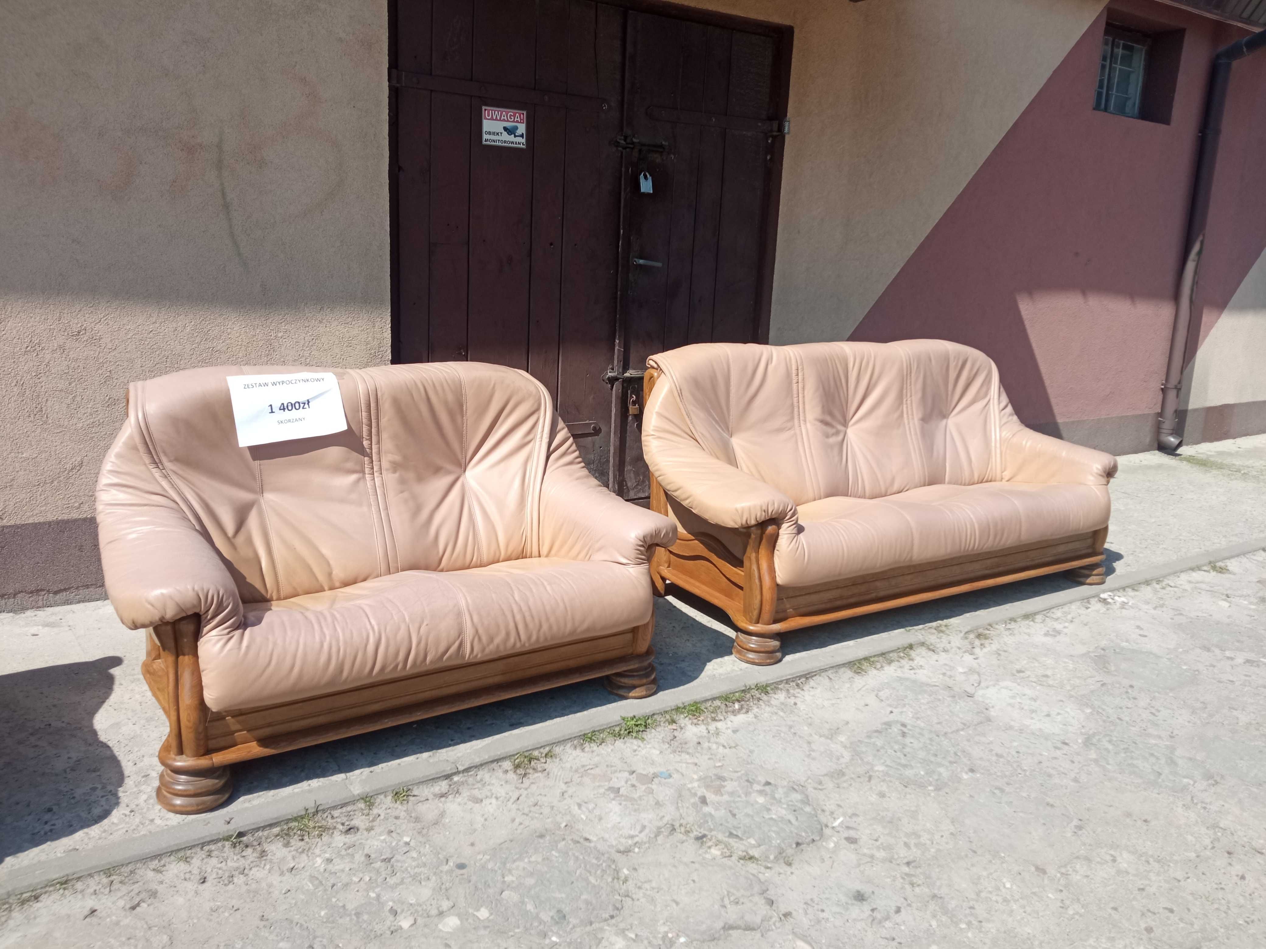 Wypoczynek z Niemiec 3+2 Sofa prawdziwa skóra DOWÓZ DO DOMU