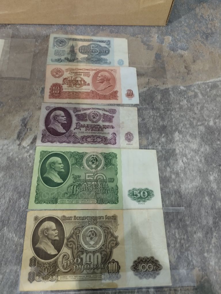 Stare banknoty ruble zestaw 5szt w holderach