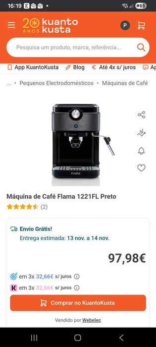 Máquina Café flama 1221 fl