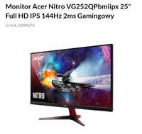 Monitor Acer Nitro VG252QPbmiipx 25" Full HD IPS 144Hz 2ms Gamingowy