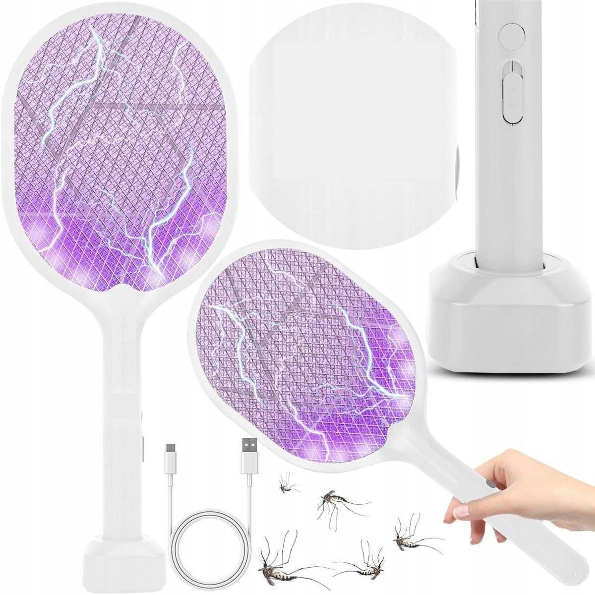ELEKTRYCZNA ŁAPKA NA MUCHY Rażąca Prądem Packa Na Owady Z Lampą UV USB